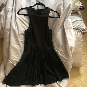 Tibi black wool mini pleated dress small